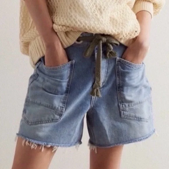 WE THE FREEBy Free People:”Moxie” Low Slung Shorts In Truest Blue - Picture 3 of 16